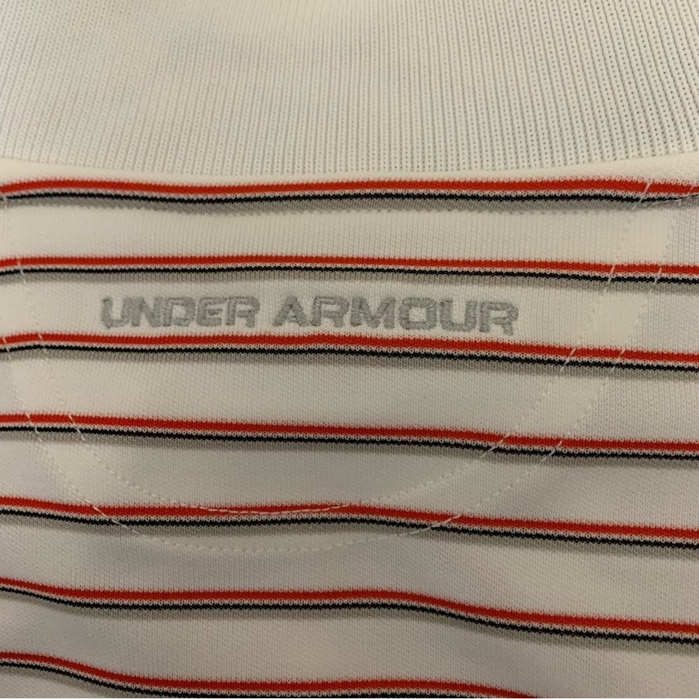 UNDER ARMOUR Men's HeatGear White and Red Stripe Polo Shirt Small #511 - Picture 3 of 9